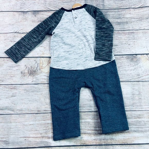 NWT Mudpie Boys 9m Halloween Pumpkin Mask Romper - Picture 4 of 4